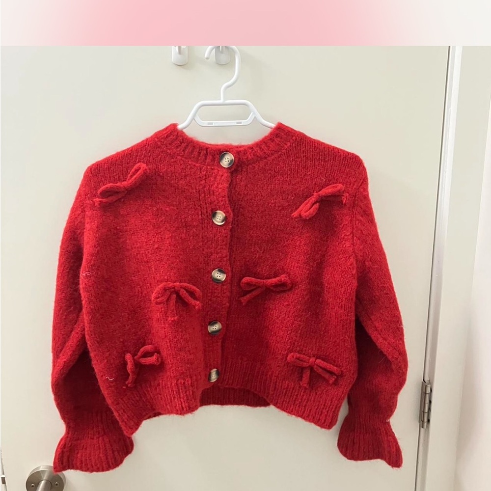 Vintage Red Bow Cardigan